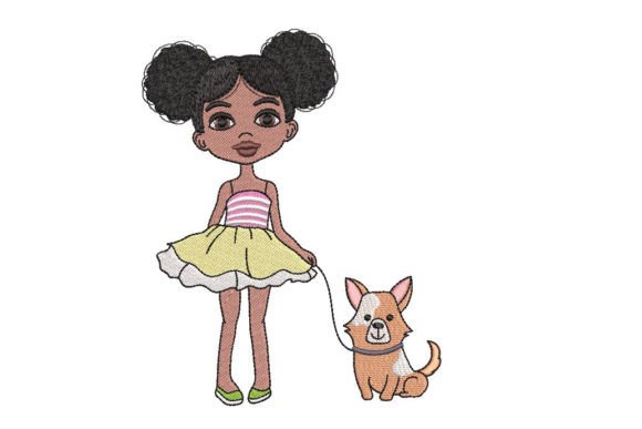 African Little Girl with a Dog Embroidery Review