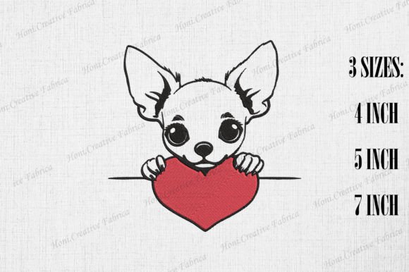 Cute Chihuahua Peeking from Heart Embroidery Review